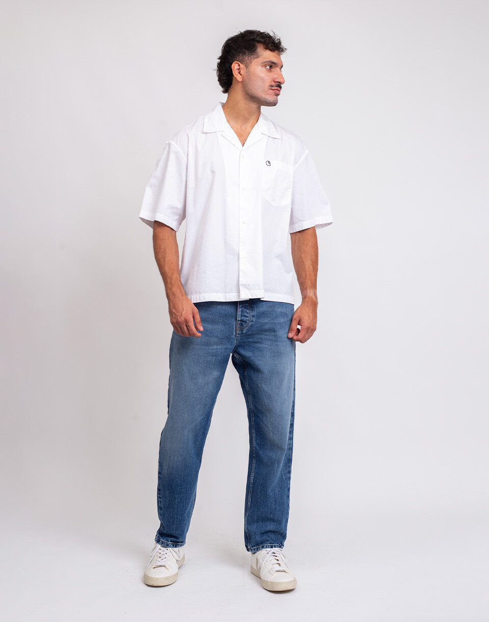 Carhartt WIP Newel Pant Blue marble used wash 30