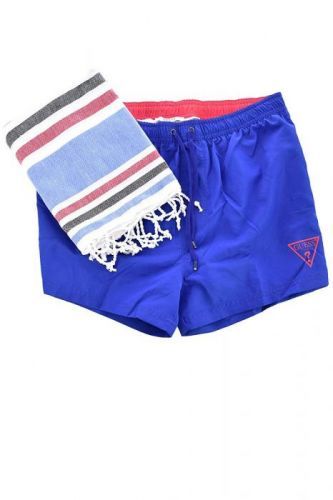 Pánské šortkové plavky GUESS s ručníkem zdarma Barva: Modrá, Velikost: L, Pro obvod pasu: Pro obvod pasu (85-90cm)