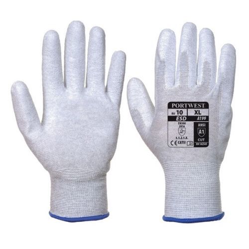Antistatické rukavice PU dlaň S 7 šedá