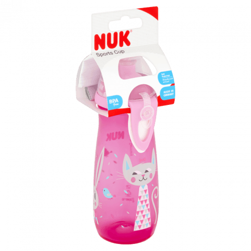 Dětská láhev NUK Sports Cup králiček a kočička 450 ml růžová