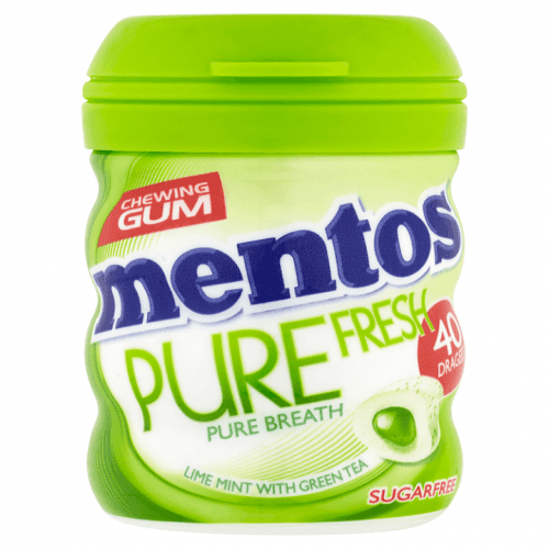 Mentos Pure fresh dražovaná žvýkačka s tekutou náplní s limetkovo-mentolovou příchutí 40 ks 60g