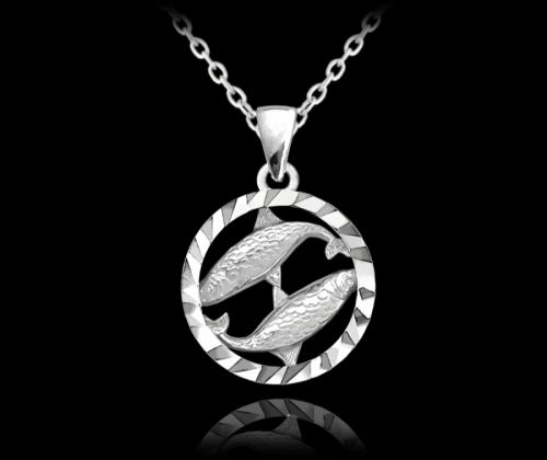 Stříbrný náhrdelník MINET Zodiac znamení RYBY JMAS9403SN45
