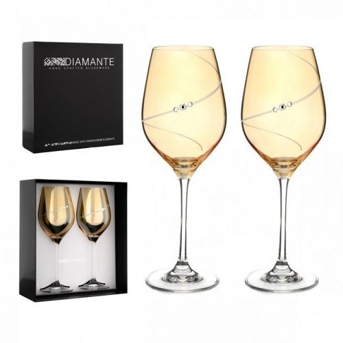 Dekorant svatby Svatební sklenice na bílé víno Silhouette City Amber s krystaly Swarovski 360 ml 2KS