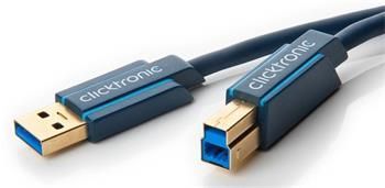 ClickTronic HQ OFC USB3.0 kabel, A-B, zlacené konektory, 0,5m