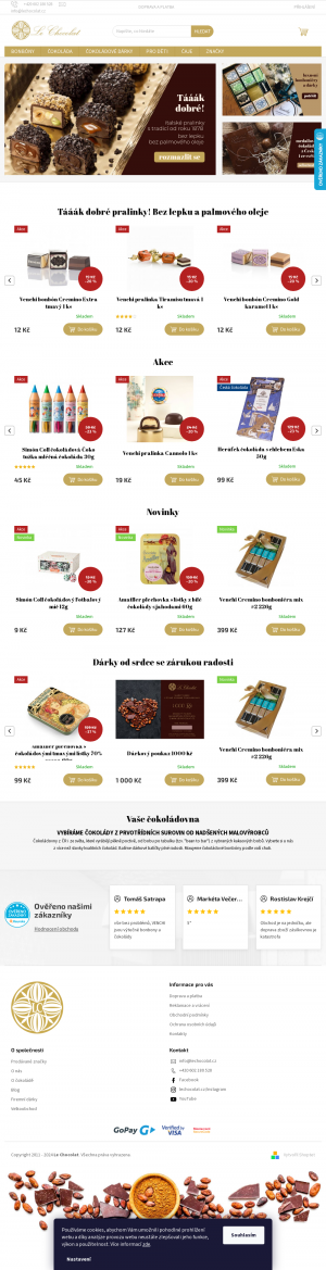 Vzled internetové stránky obchodu Le Chocolat