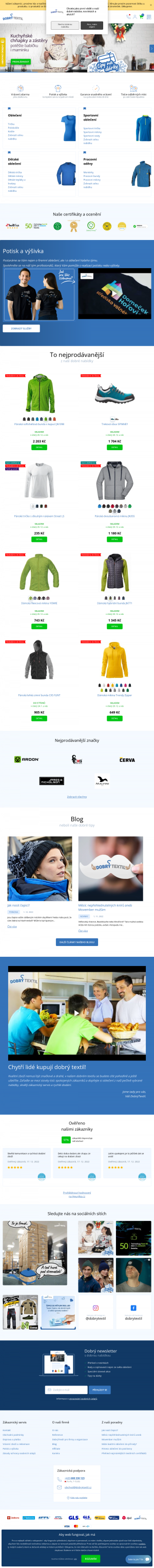 Vzled internetové stránky obchodu DOBRÝ TEXTIL