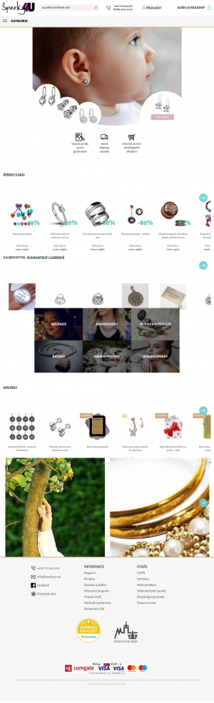 Vzled internetové stránky obchodu Šperky4U