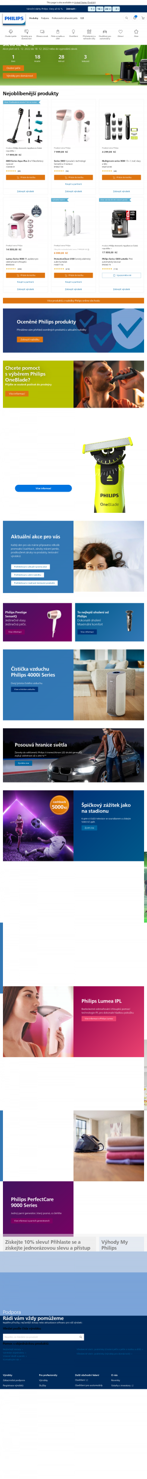 Vzled internetové stránky obchodu Philips
