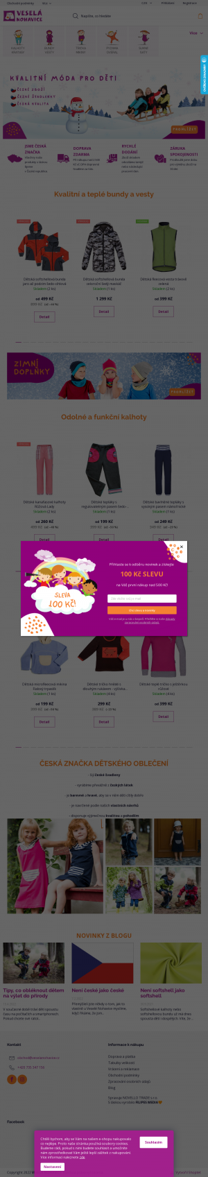 Vzled internetové stránky obchodu Veselá nohavice