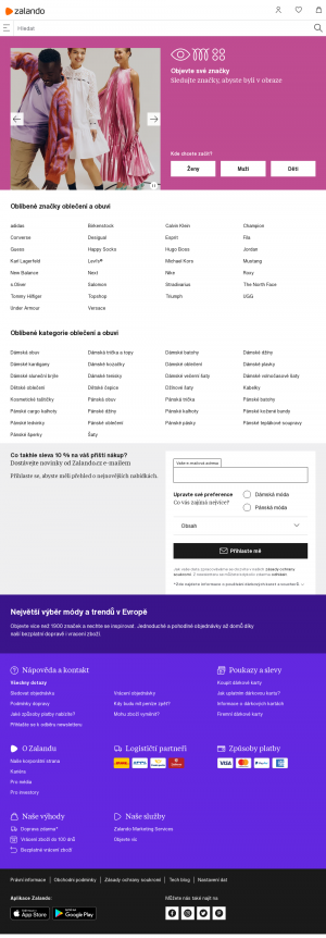 Vzled internetové stránky obchodu Zalando