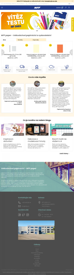 Vzled internetové stránky obchodu Papírnictví MFP paper s.r.o.