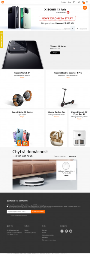 Vzled internetové stránky obchodu Xiaomi Česko