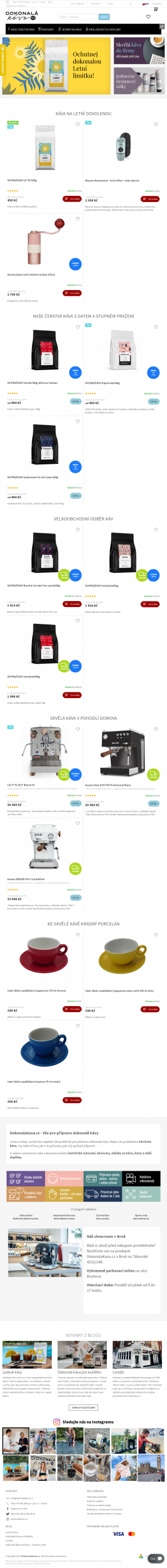Vzled internetové stránky obchodu Dokonalá káva
