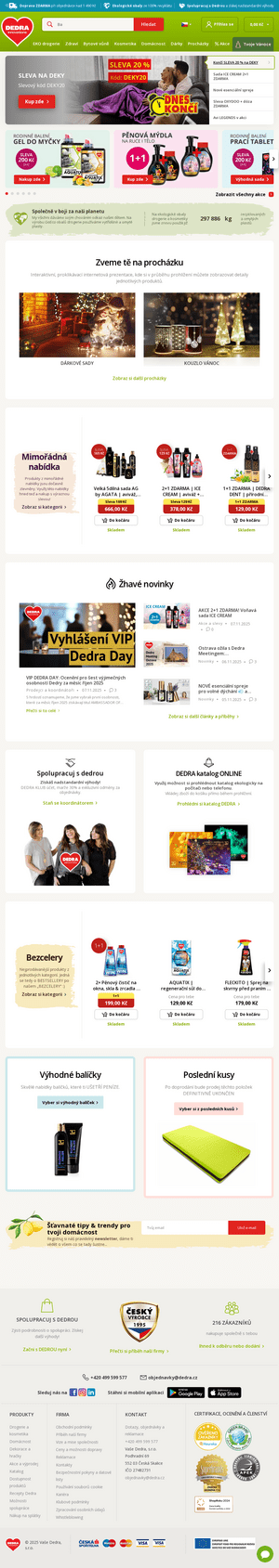 Vzled internetové stránky obchodu DEDRA