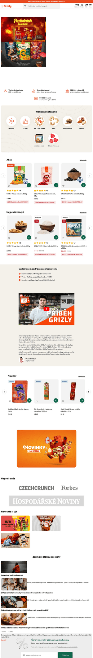 Vzled internetové stránky obchodu Grizly