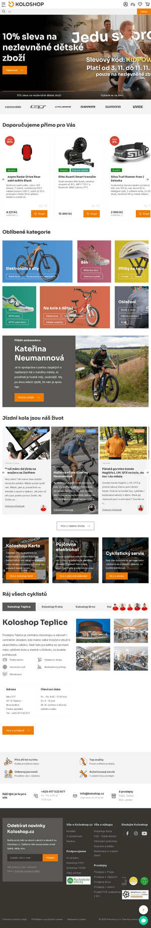 Vzled internetové stránky obchodu Koloshop.cz