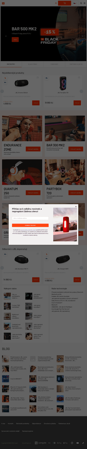 Vzled internetové stránky obchodu JBL