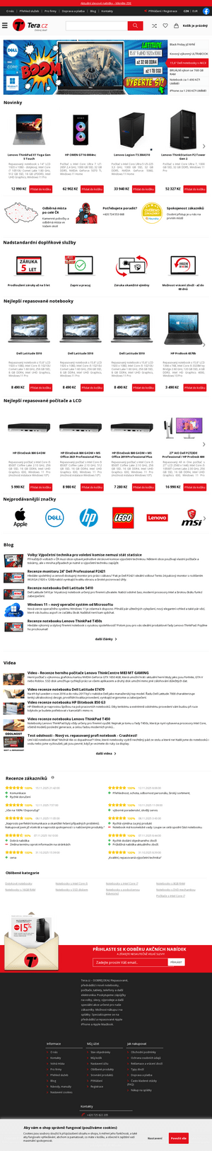 Vzled internetové stránky obchodu Tera