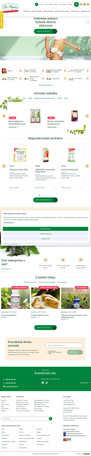 Vzled internetové stránky obchodu DrPopov