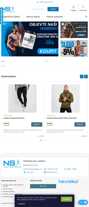 Vzled internetové stránky obchodu Nutrition-shop.cz