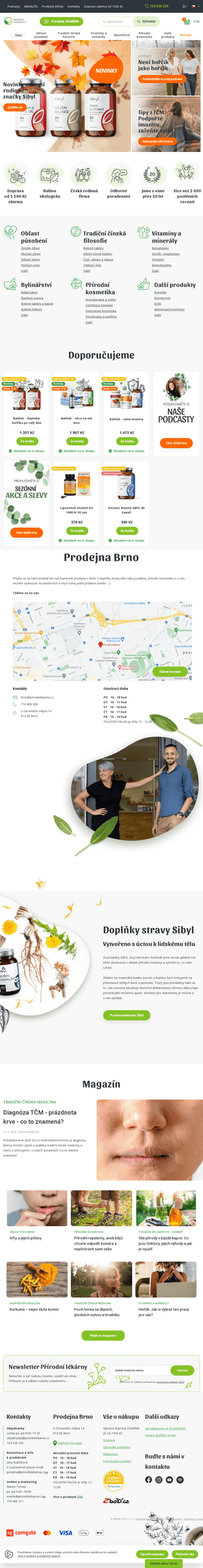 Vzled internetové stránky obchodu PřírodníLékárna.cz