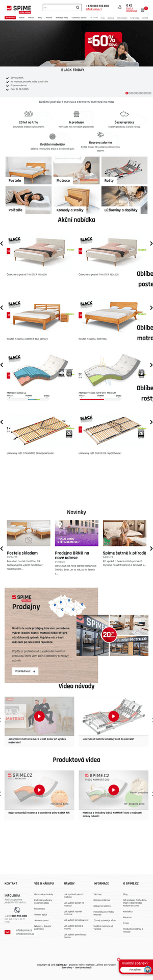 Vzled internetové stránky obchodu Spíme.cz