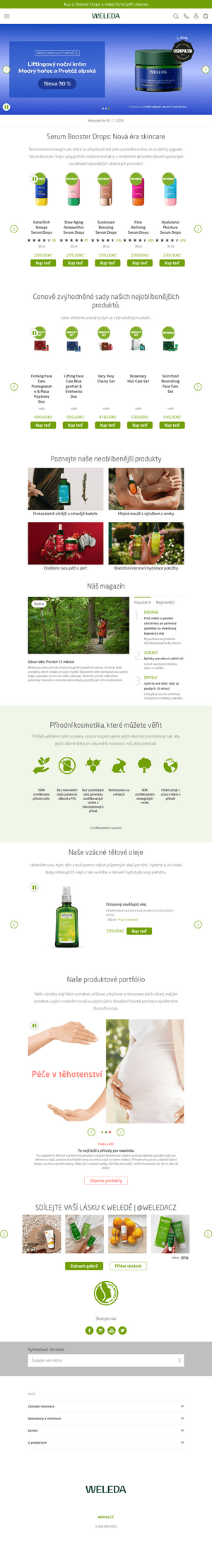 Vzled internetové stránky obchodu Weleda