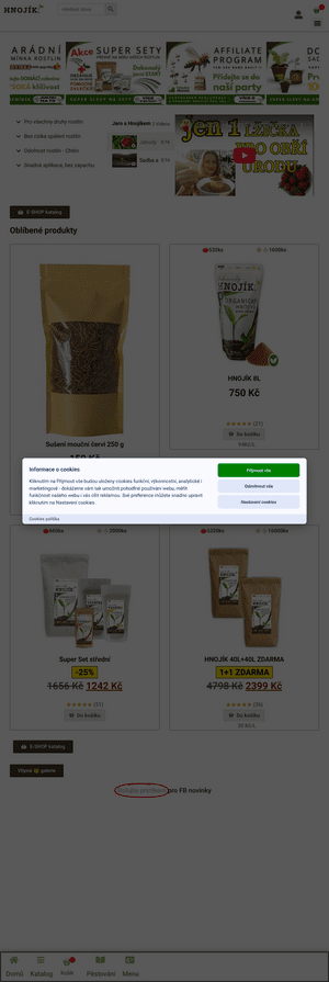 Vzled internetové stránky obchodu Hnojík.CZ