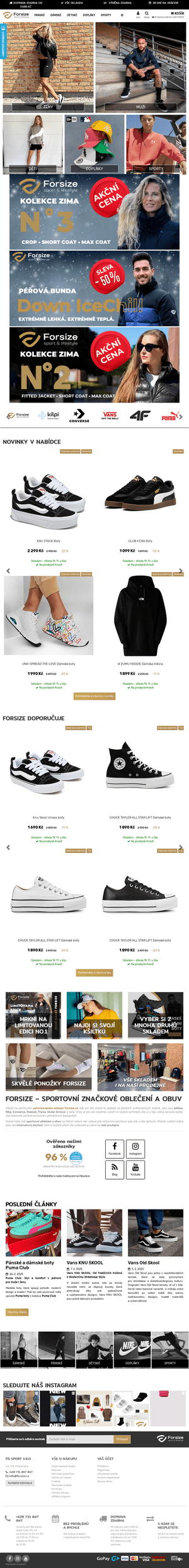 Vzled internetové stránky obchodu Forsize