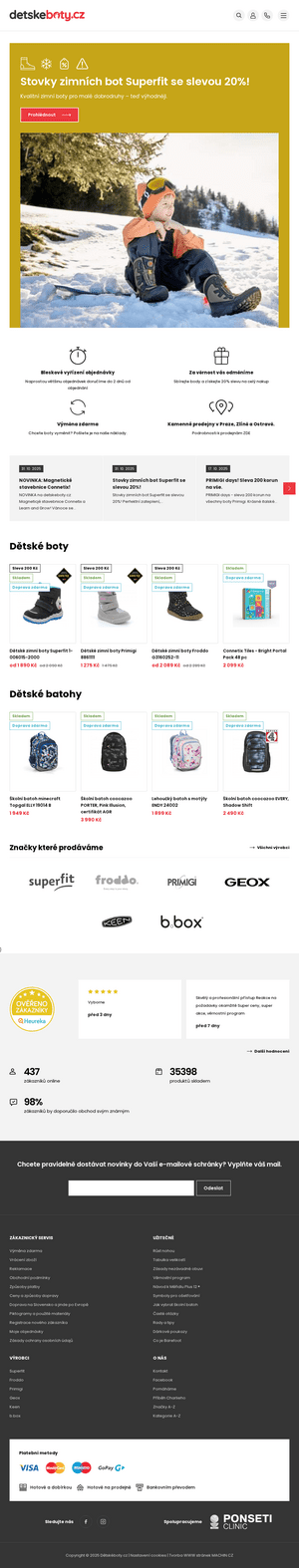 Vzled internetové stránky obchodu Dětskéboty.cz