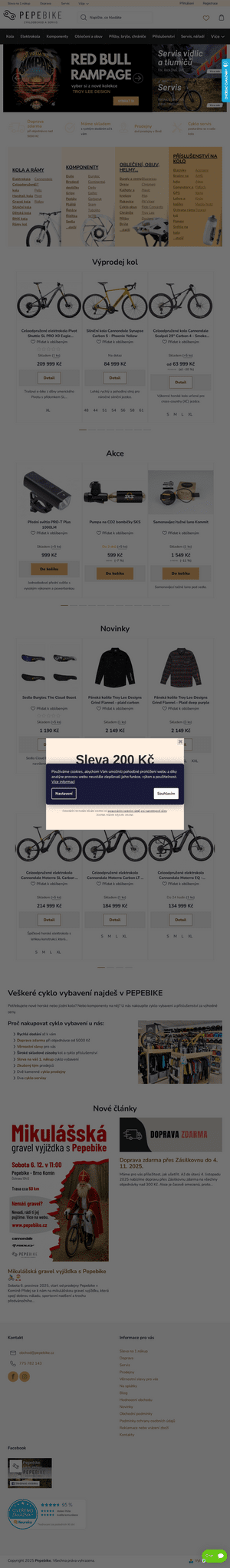 Vzled internetové stránky obchodu Pepebike