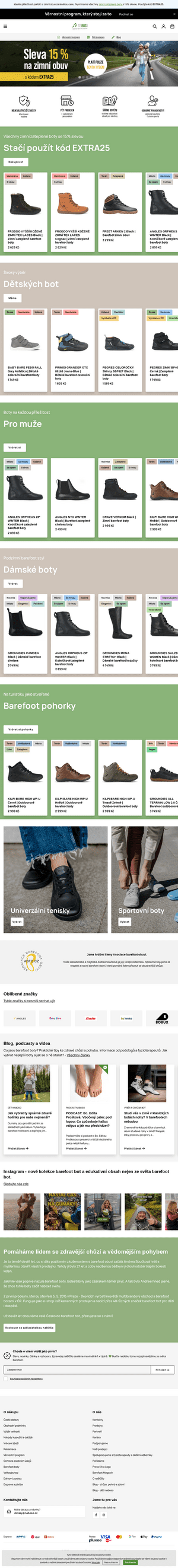 Vzled internetové stránky obchodu naBOSo