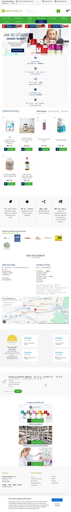 Vzled internetové stránky obchodu Zdraví Global