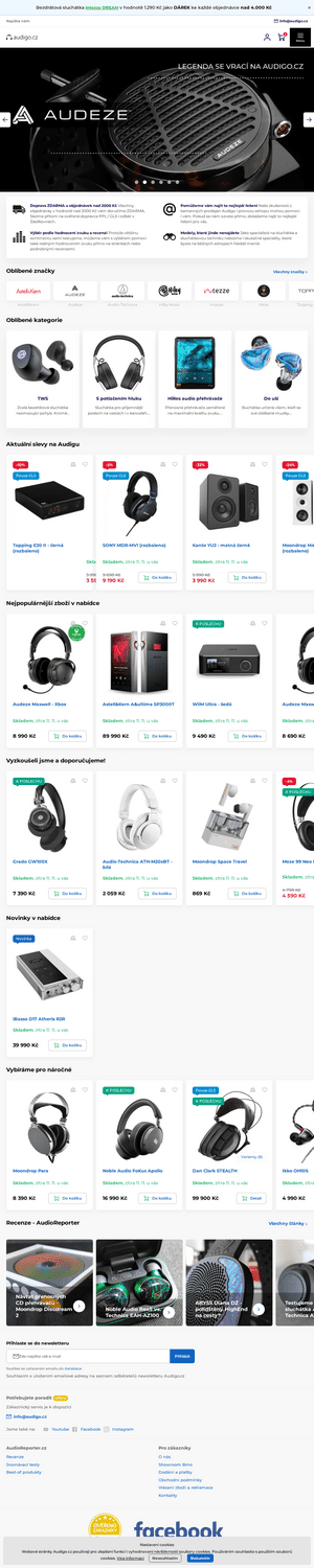 Vzled internetové stránky obchodu Audigo.cz