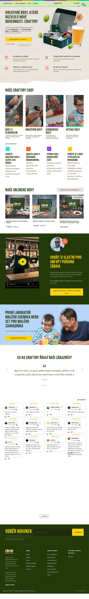 Vzled internetové stránky obchodu CRAFTIRY