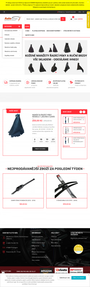 Vzled internetové stránky obchodu Autoeshop.eu  |  prodej stěračů