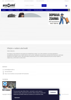 Vzled internetové stránky obchodu proMobil.cz