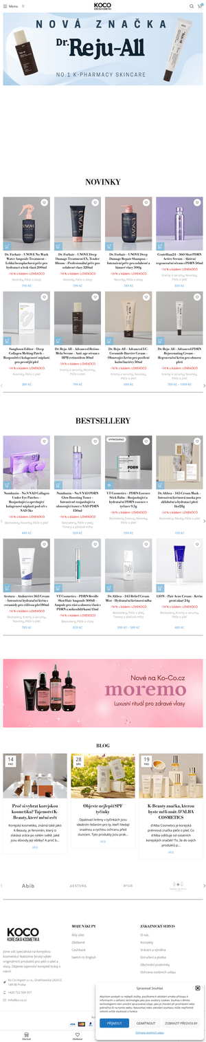 Vzled internetové stránky obchodu Ko Co - Korean Cosmetic