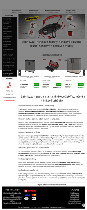 Vzled internetové stránky obchodu žebříky.cz