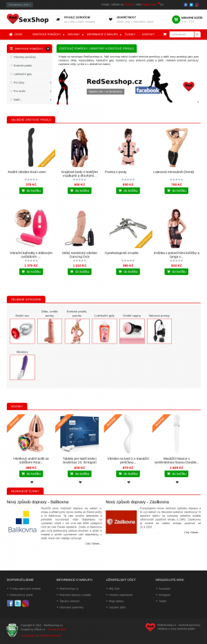 Vzled internetové stránky obchodu RedSexhop.cz - erotické pomůcky, vibrátory a erotické prádlo
