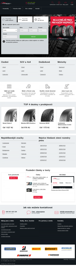Vzled internetové stránky obchodu E-pneumatiky
