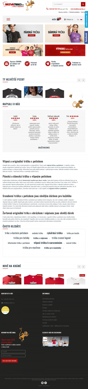 Vzled internetové stránky obchodu Triko4u.cz