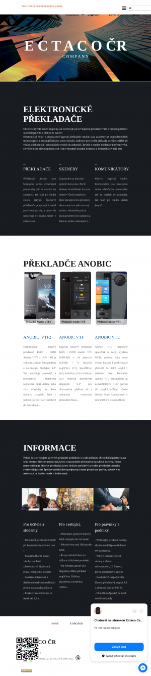 Vzled internetové stránky obchodu Elektronické kapesní překladače Anobic