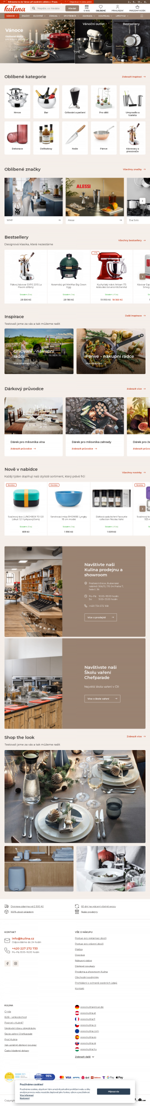 Vzled internetové stránky obchodu Kulina