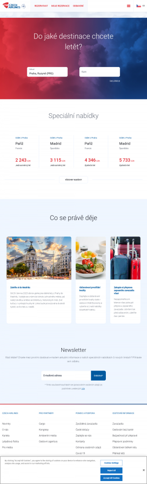 Vzled internetové stránky obchodu České aerolinie