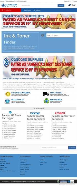 Vzled internetové stránky obchodu Concord Supplies